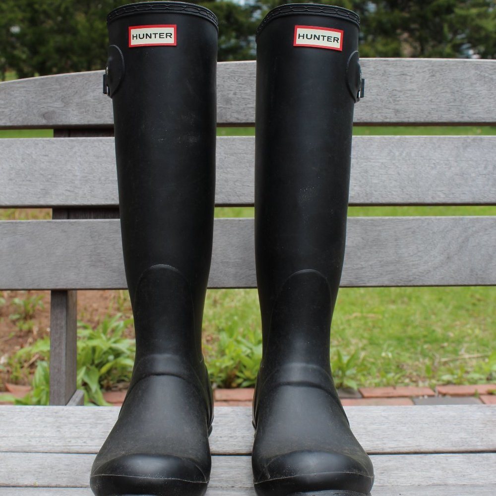 Black Matte Hunter Original Rain Boots Tall 10